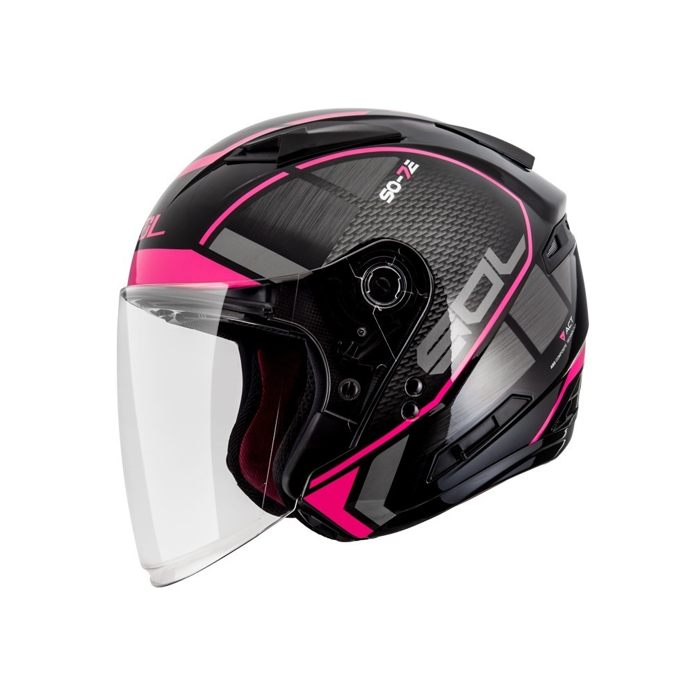 SOL SO-7E 幻影 黑/粉 彩繪 3/4罩式 內墨片