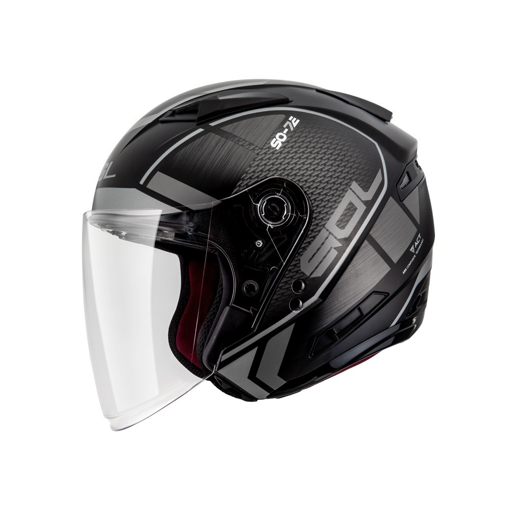 SOL SO-7E 幻影 消光黑/銀 彩繪 3/4罩式 內墨片