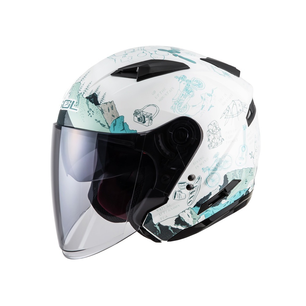 SOL SO-7E 探險者 白/綠 彩繪 3/4罩式 內墨片