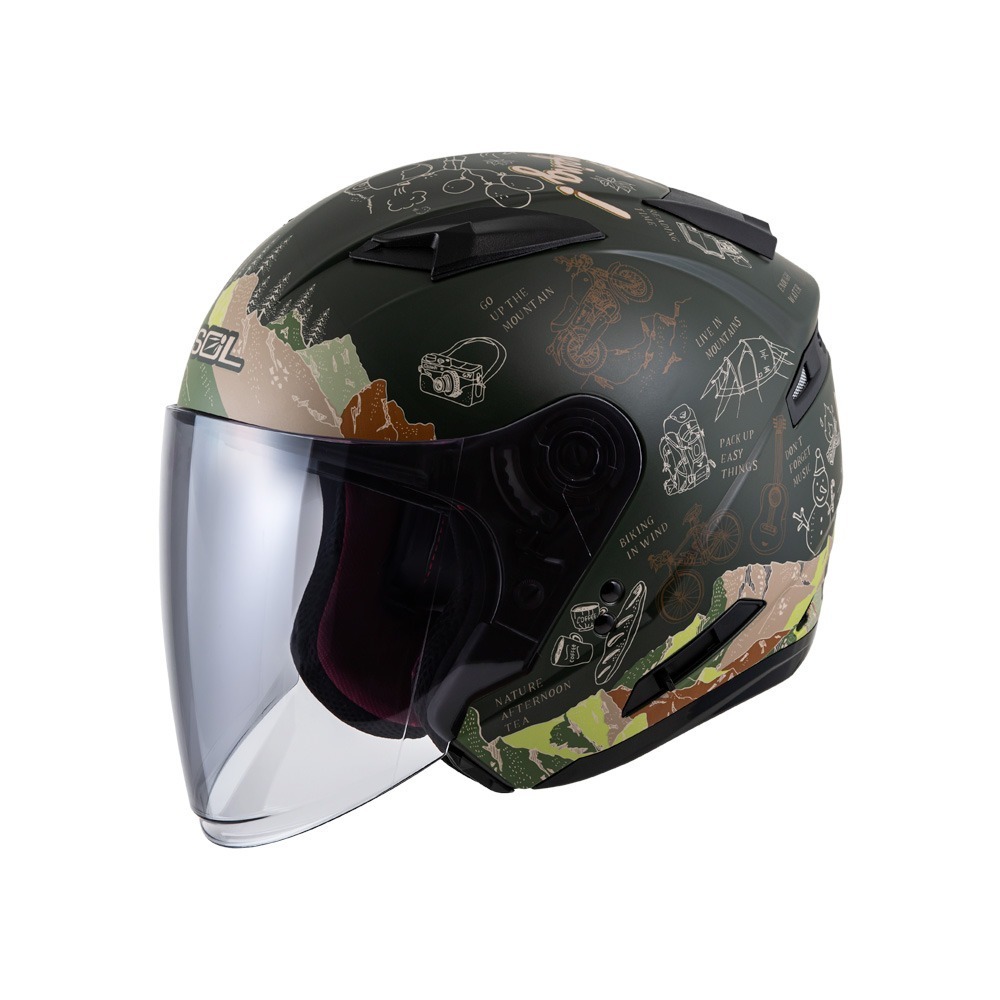 SOL SO-7E 探險者 消光綠/棕 彩繪 3/4罩式 內墨片