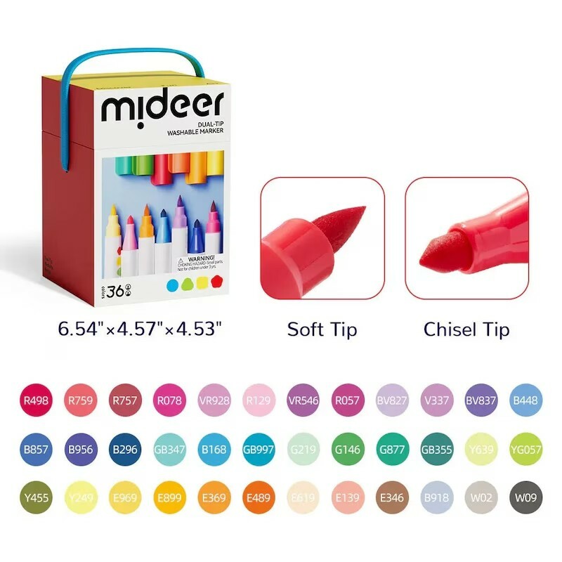 《 MiDeer》 雙頭可洗式彩色筆-硬頭&軟毛頭(36色)