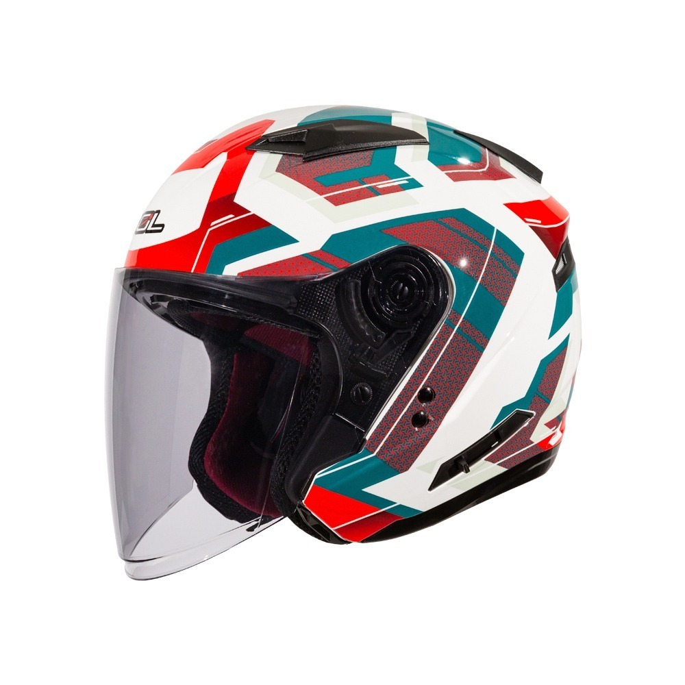 SOL SO-7E 星幕 白/綠紅 彩繪 3/4罩式 內墨片