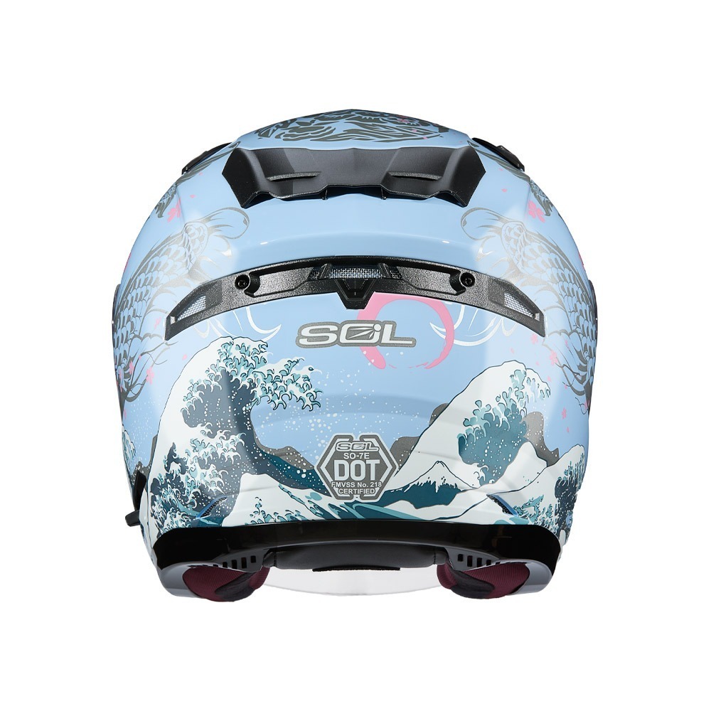 SOL SO-7E 浮世繪 藍/銀 彩繪 3/4罩式 內墨片