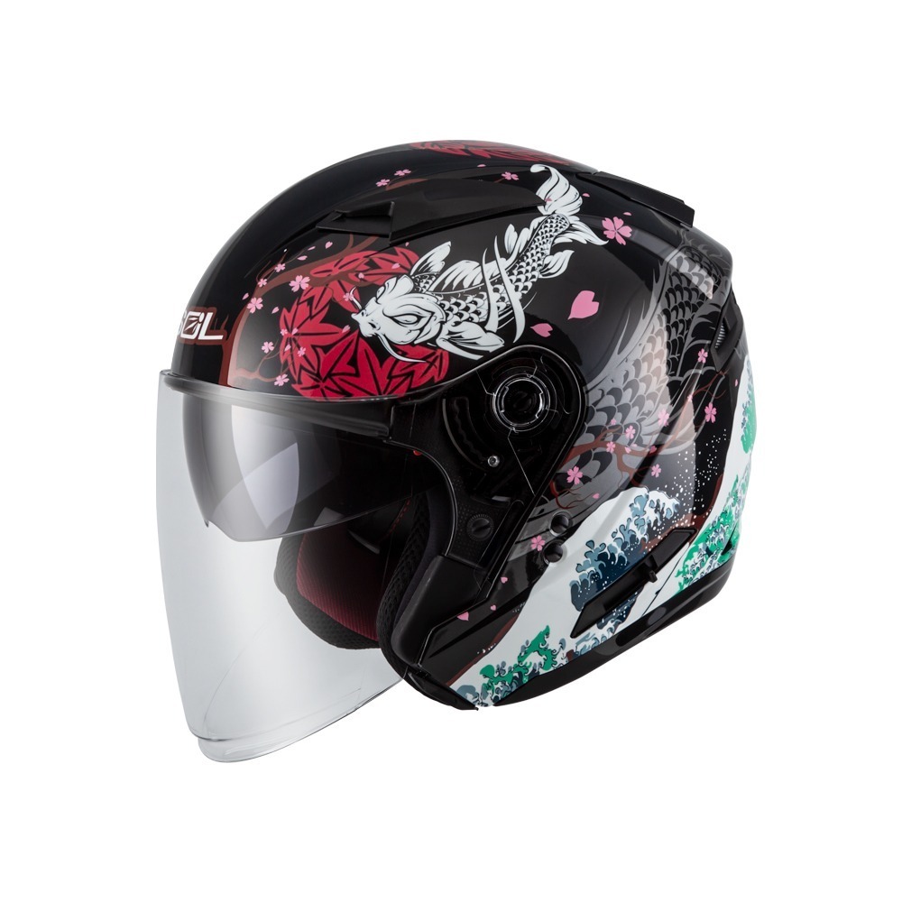 SOL SO-7E 浮世繪 黑/紅 彩繪 3/4罩式 內墨片