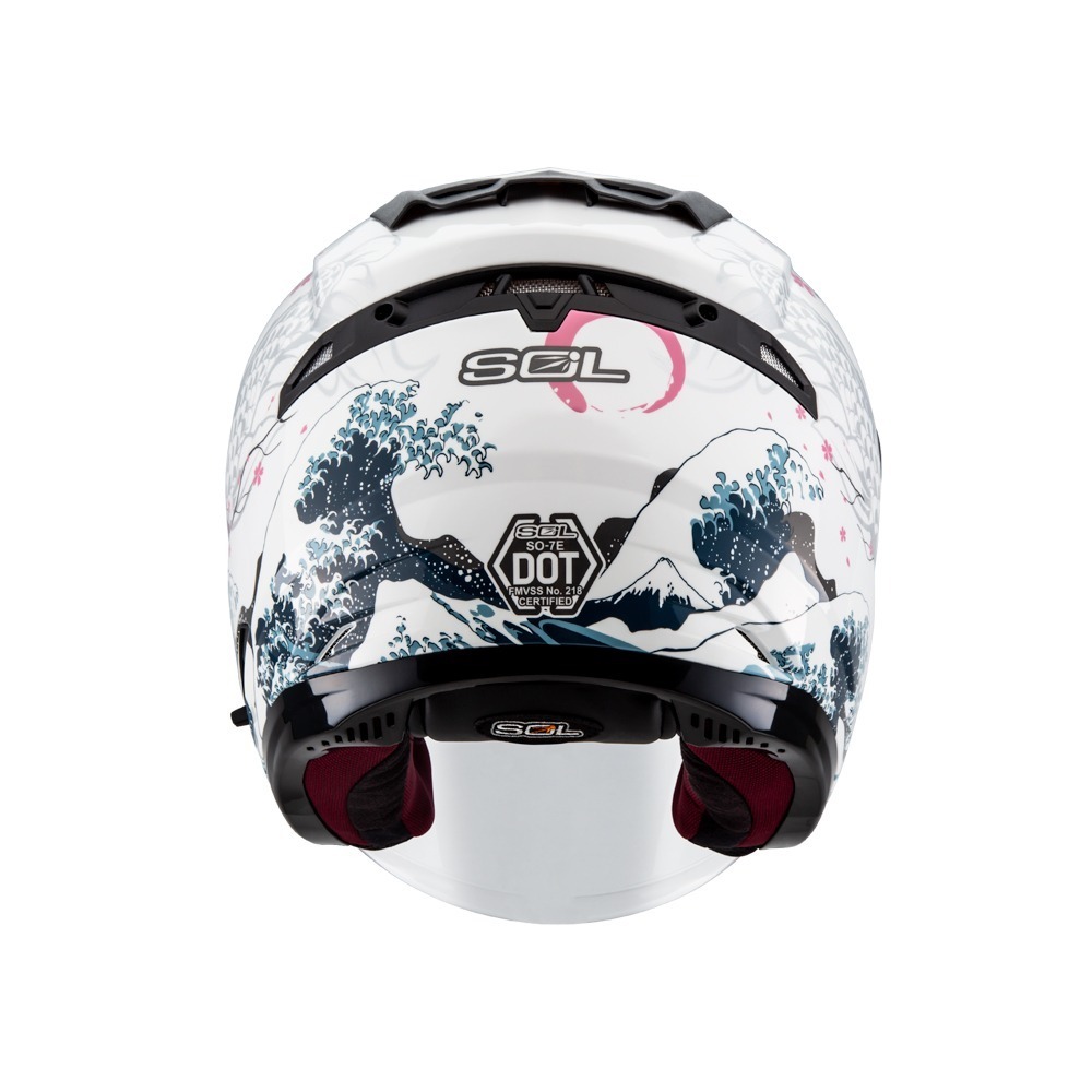 SOL SO-7E 浮世繪 白/銀 彩繪 3/4罩式 內墨片