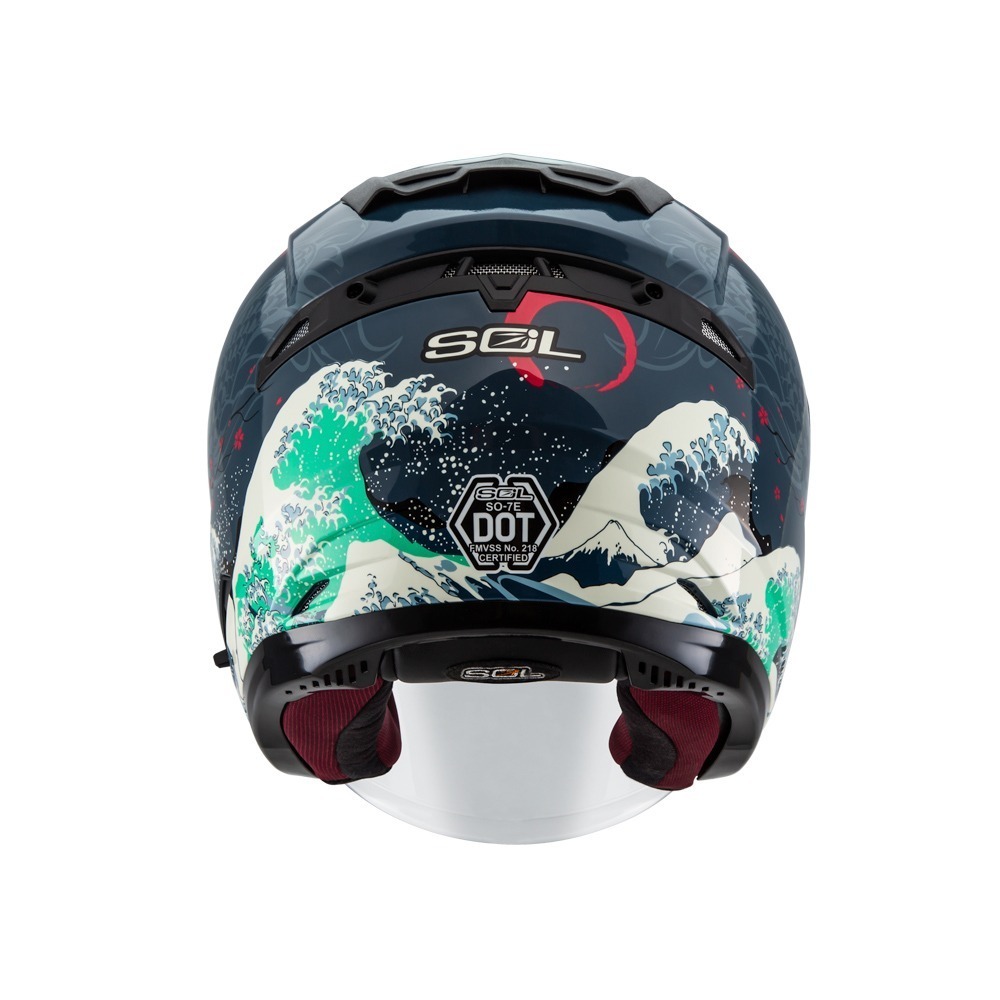 SOL SO-7E 浮世繪 藍/綠 彩繪 3/4罩式 內墨片