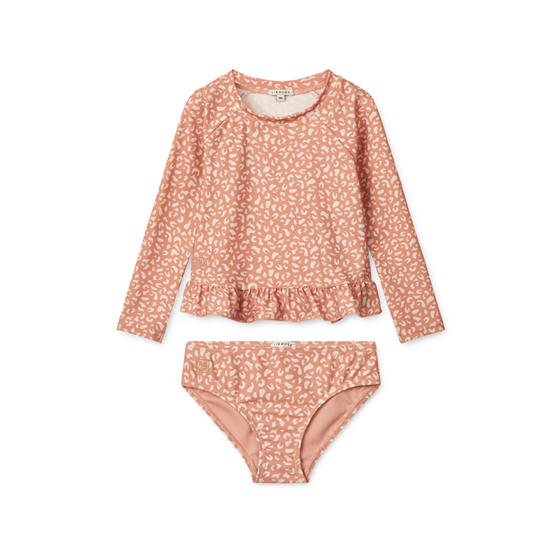 LIEWOOD 防曬二件式泳衣-粉色小花豹