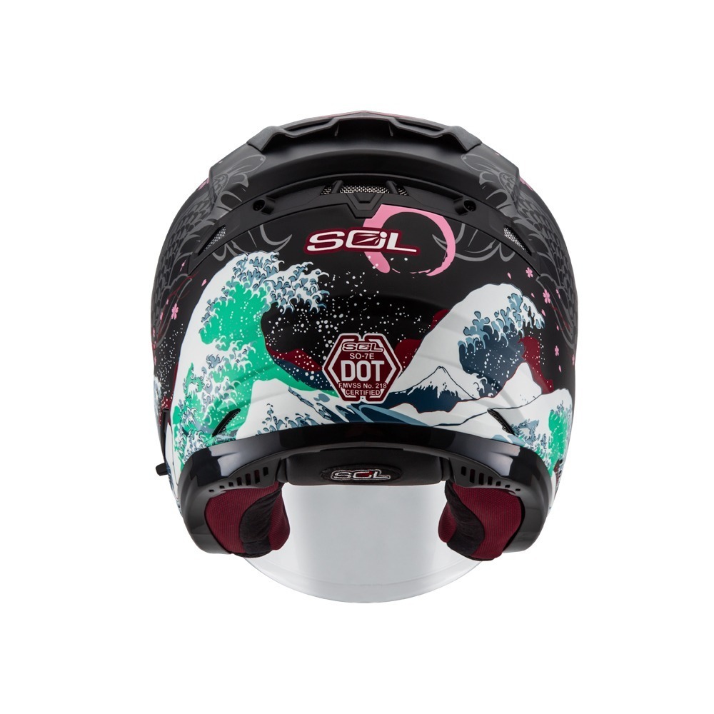 SOL SO-7E 浮世繪 消光黑/紅 彩繪 3/4罩式 內墨片