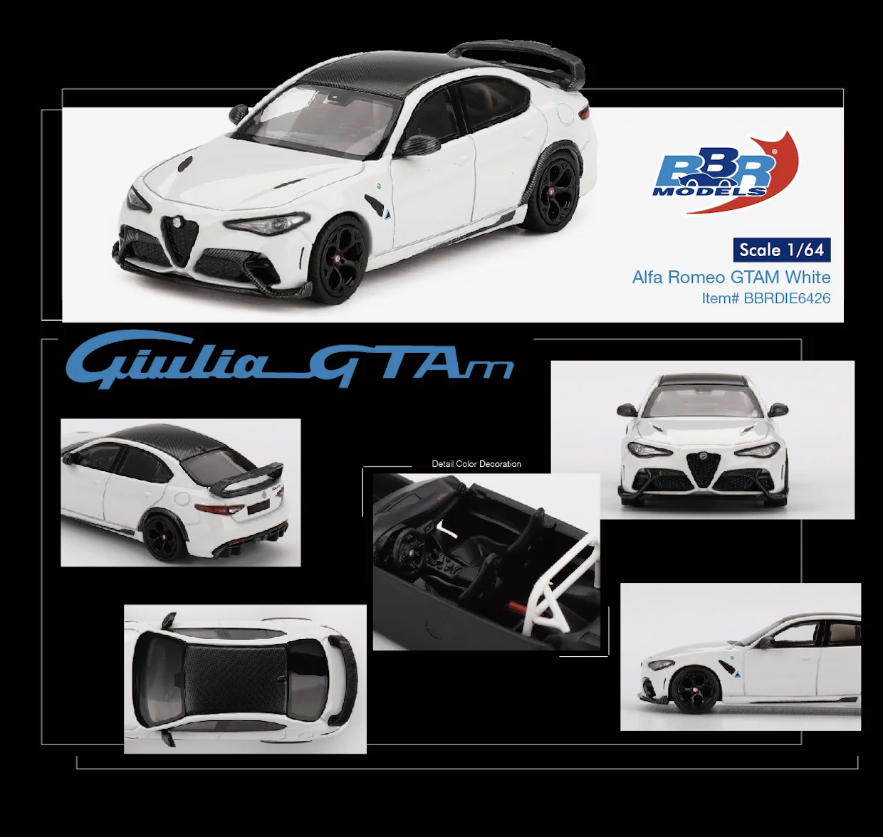 【預訂】BBR Models Alfa Romeo Giulia GTAm White