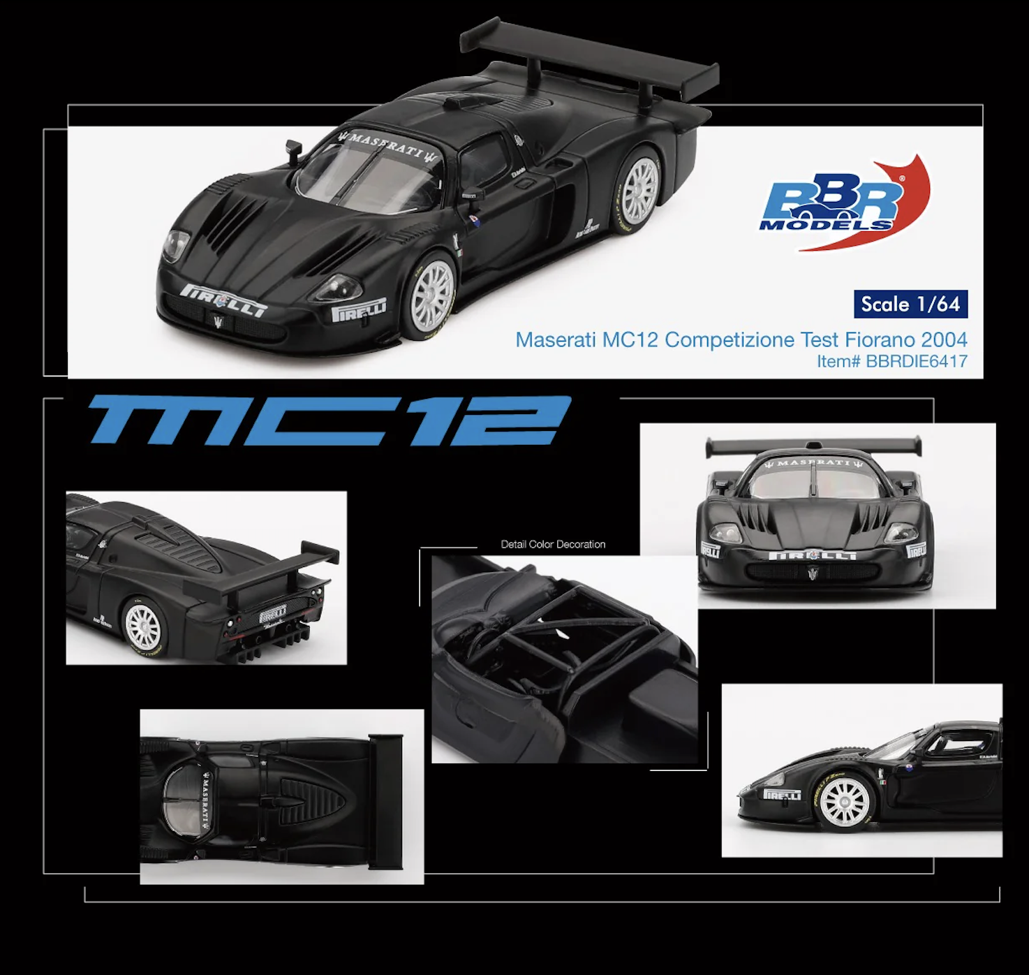 【預訂】BBR Models Maserati MC12 Competizione Test Fiorano 2004
