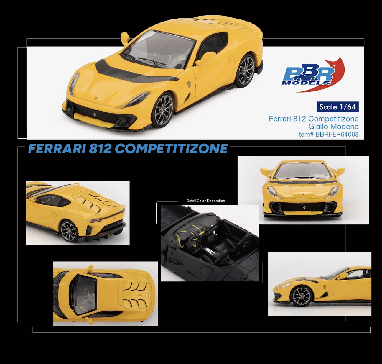 【預訂】BBR Models Ferrari 812 Competitizone Giallo Modena