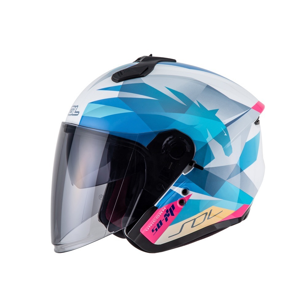 SOL SO-XP 獨角獸 白/藍 彩繪 3/4罩式 內墨片