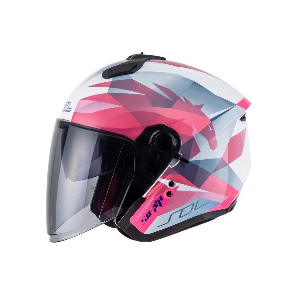 SOL SO-XP 獨角獸 白/粉 彩繪 3/4罩式 內墨片