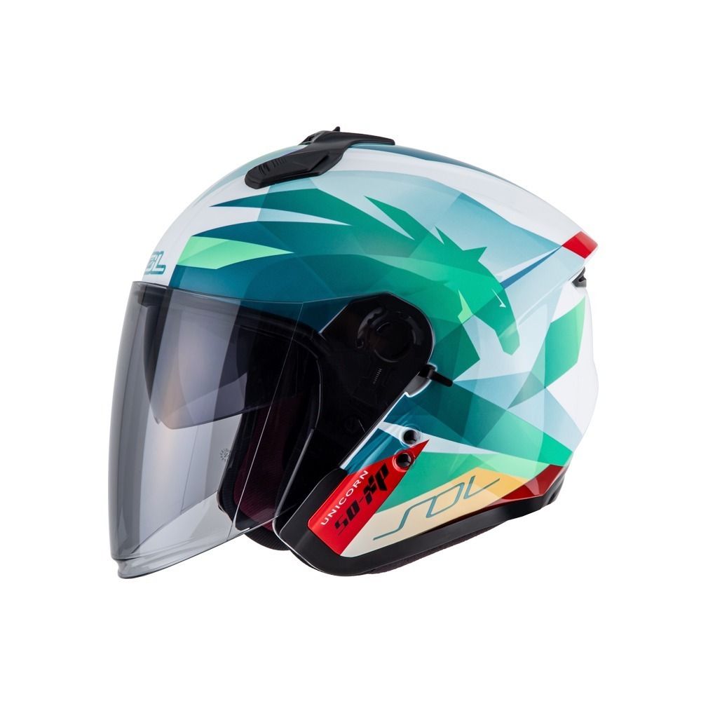 SOL SO-XP 獨角獸 白/綠 彩繪 3/4罩式 內墨片