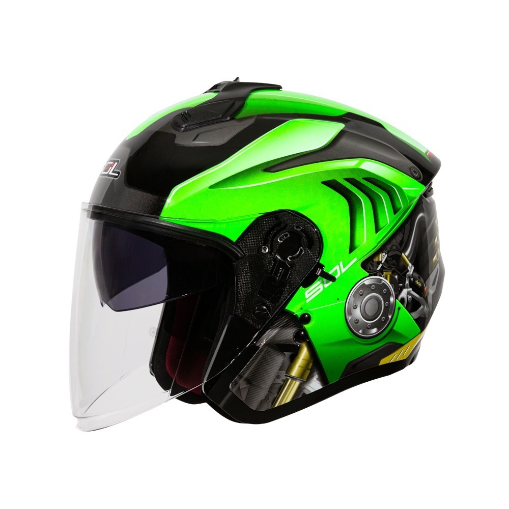 SOL SO-XP 動力 黑/綠 彩繪 3/4罩式 內墨片