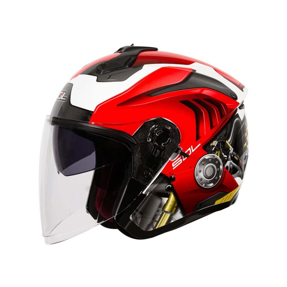 SOL SO-XP 動力 白/紅 彩繪 3/4罩式 內墨片