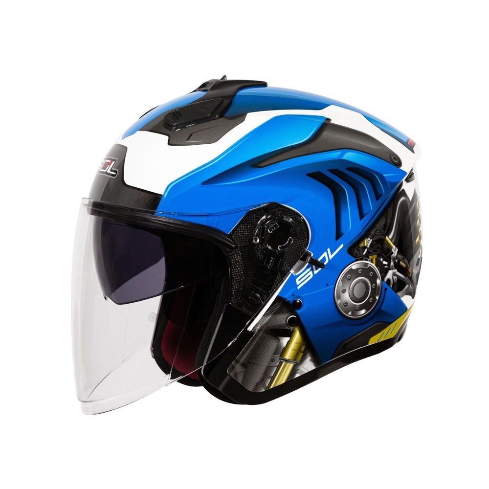 SOL SO-XP 動力 白/藍 彩繪 3/4罩式 內墨片