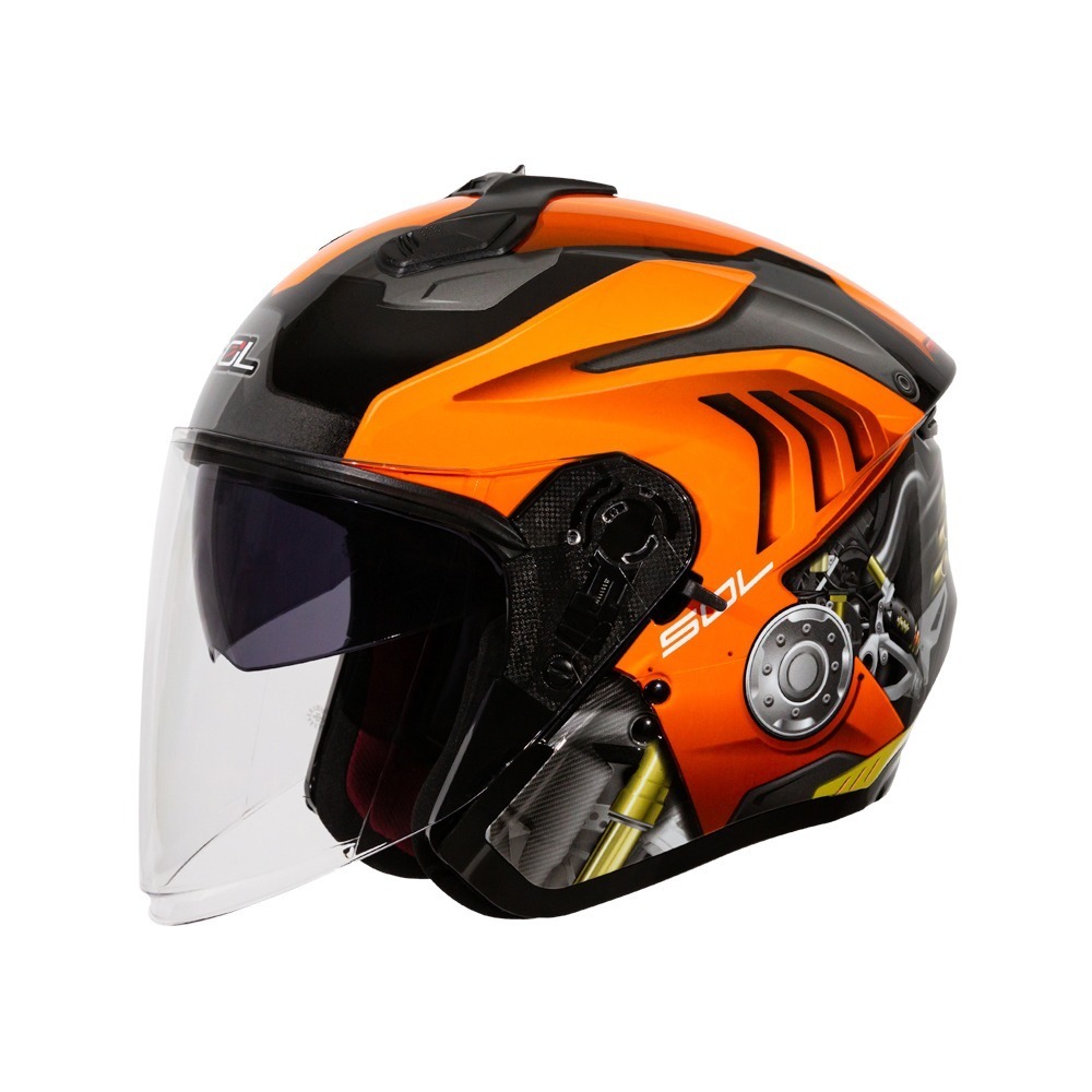 SOL SO-XP 動力 黑/橘 彩繪 3/4罩式 內墨片