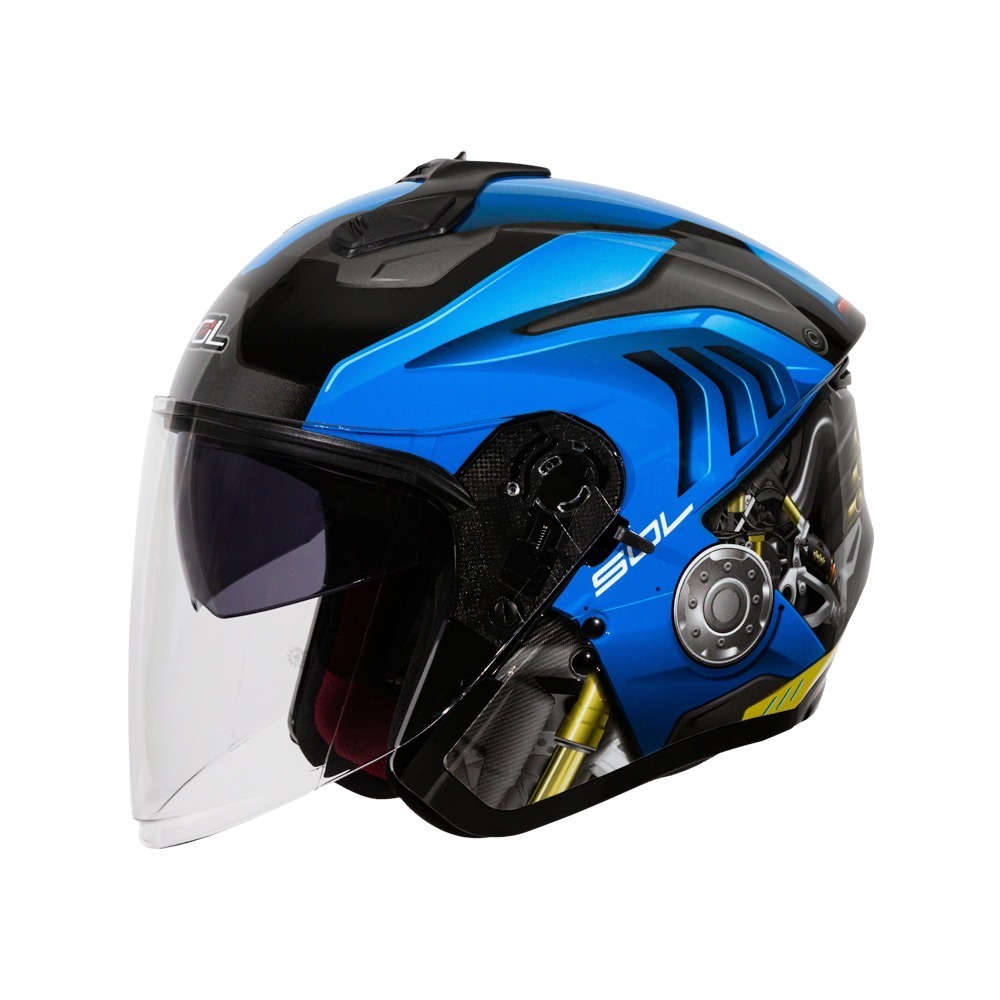 SOL SO-XP 動力 黑/藍 彩繪 3/4罩式 內墨片