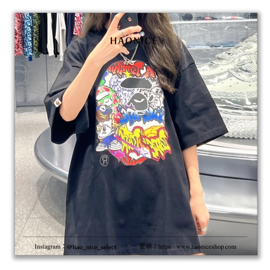 【HAO NICE 】香港經銷商🇭🇰100%日本🇯🇵正品 日本潮流Bape 彩色字母 塗鴉經典猿人頭 百搭款🔥 XX025