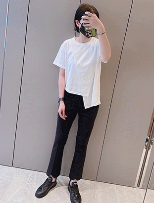 春夏新款/不對稱棉質上衣 MANIFEST正韓🇰🇷