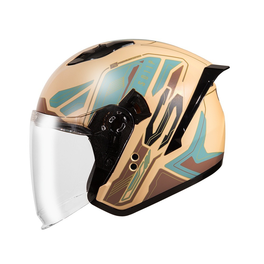 SOL SO-11P 超導體 消光沙漠黃/綠 彩繪 3/4罩式 內墨片