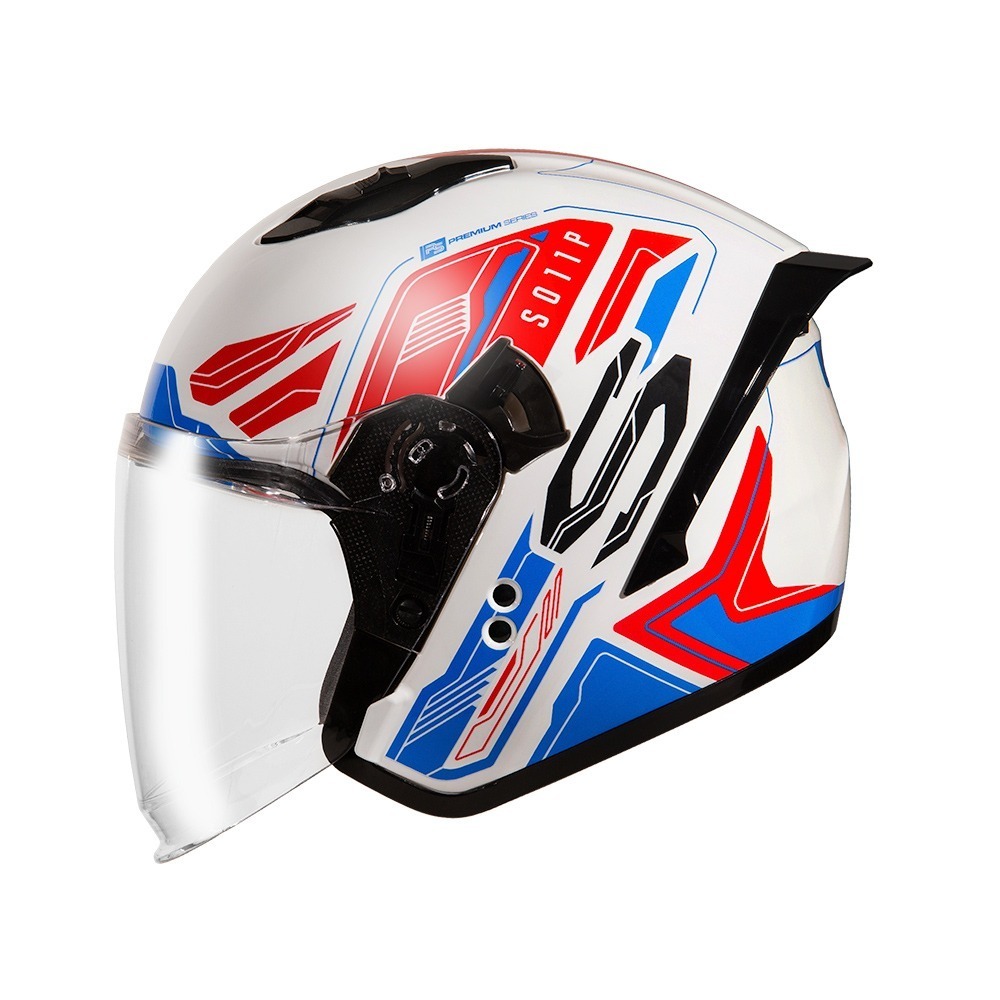 SOL SO-11P 超導體 白/紅藍 彩繪 3/4罩式 內墨片