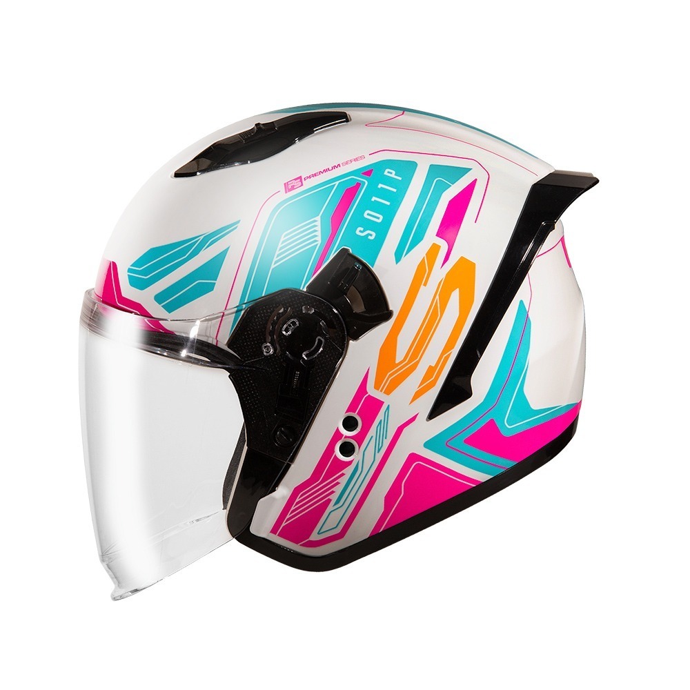 SOL SO-11P 超導體 白/藍粉 彩繪 3/4罩式 內墨片