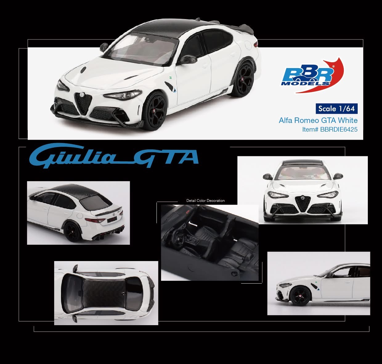 【預訂】BBR Models Alfa Romeo Giulia GTA White