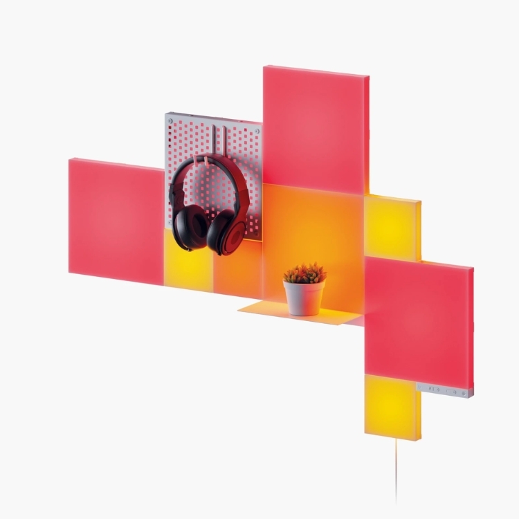 Nanoleaf Blocks | Combo XL | SMK | White | 10 Pack | UK (4 x Big Squares, 4 x Small Square, 1 x Pegboard, 1 x Shelf)