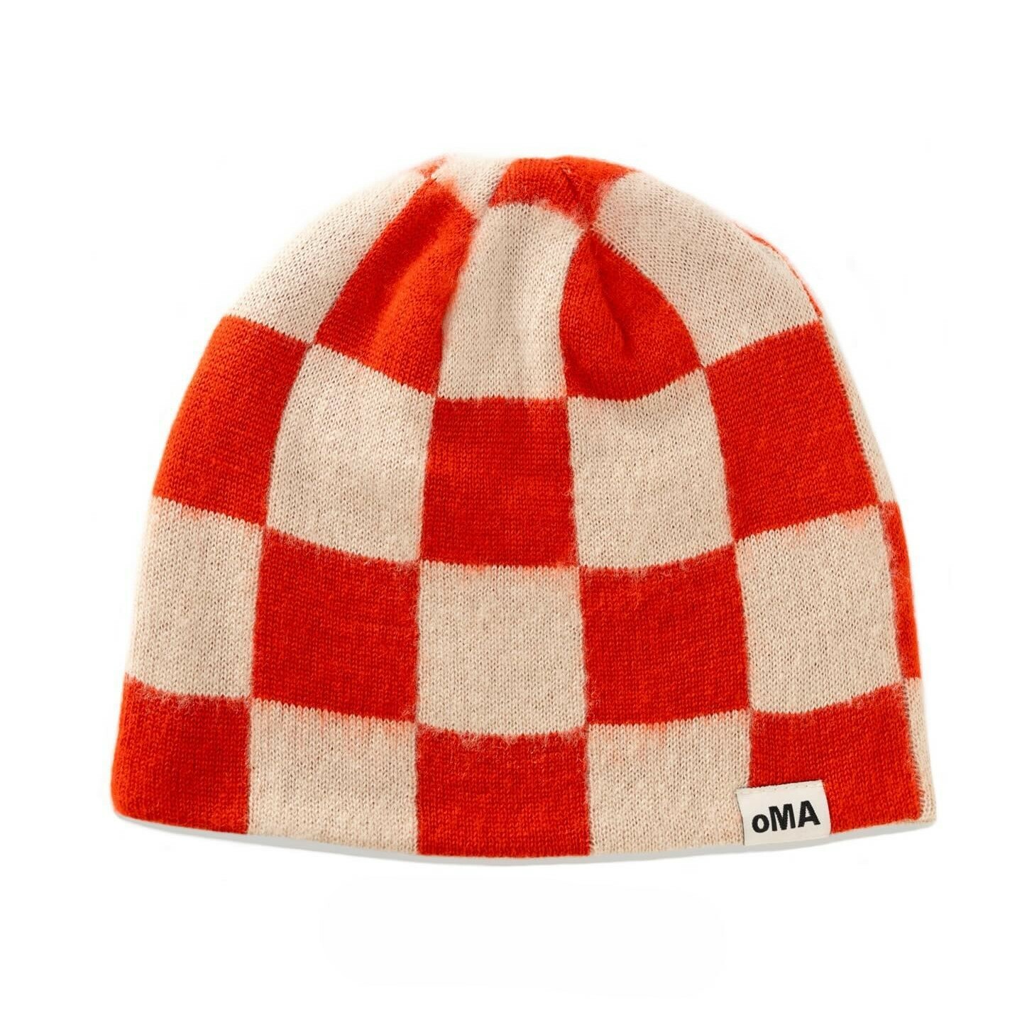 oMA CHECKERED MOHAIR SKULL CAP (BLACKCREAM)