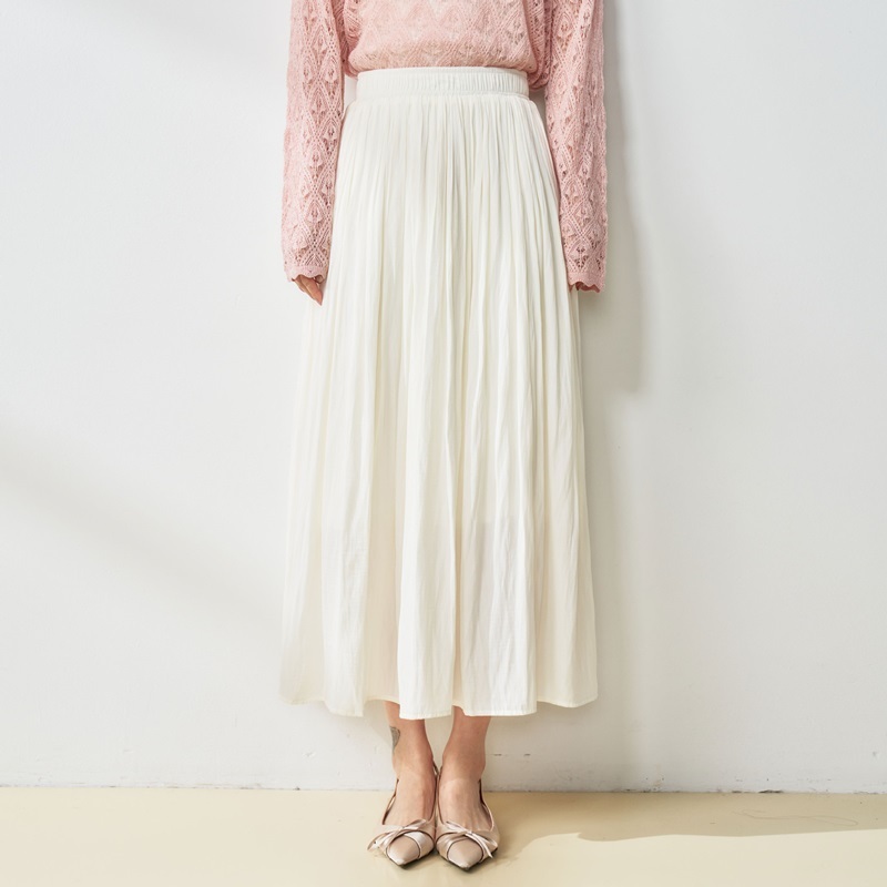 鬆緊腰絲光中長裙 六色