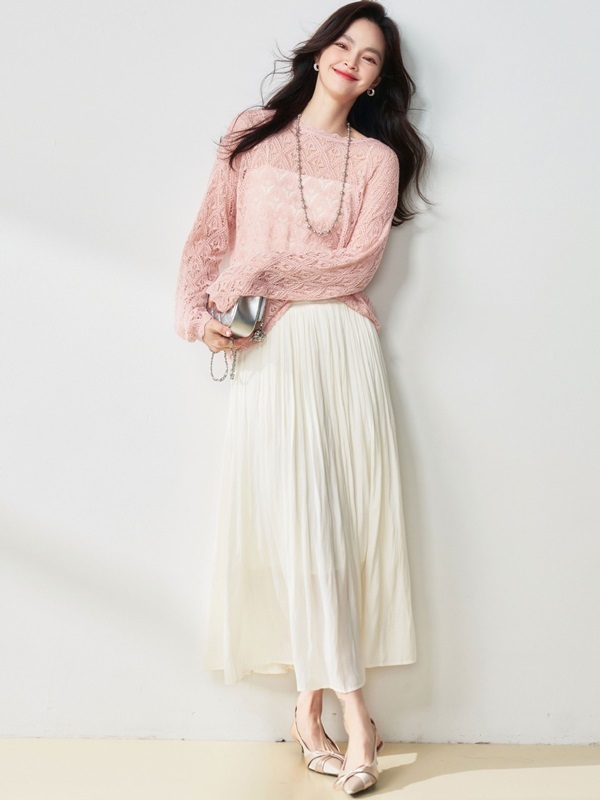 鬆緊腰絲光中長裙 六色