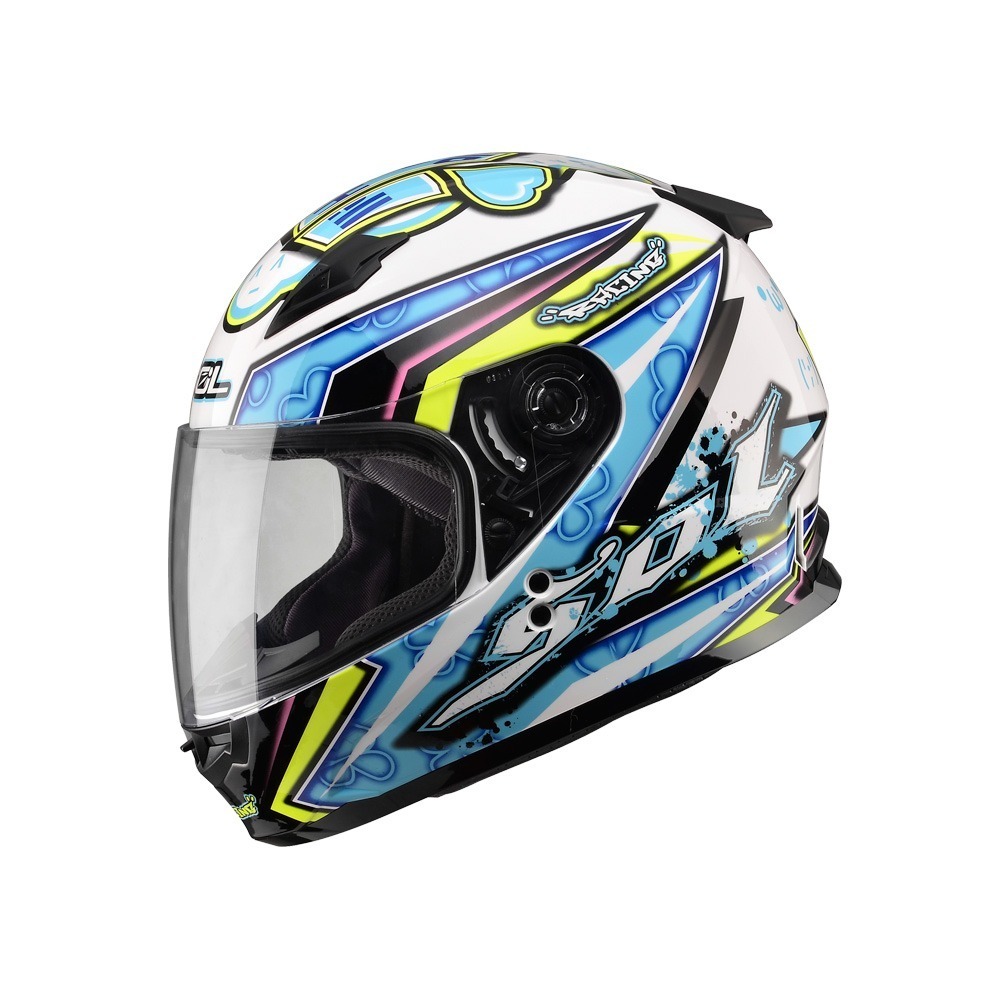 SOL SF-2 哈囉 白/藍 彩繪 全罩式安全帽 輕量