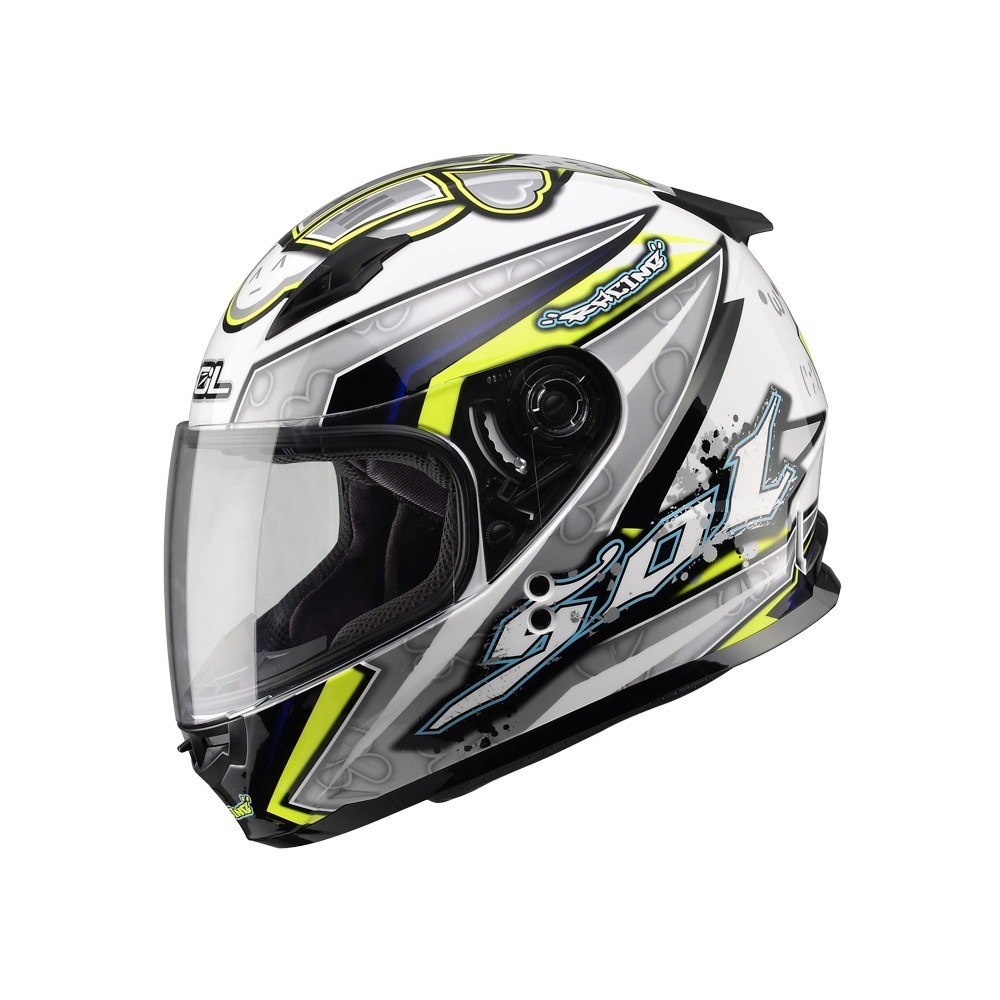 SOL SF-2 哈囉 白/銀 彩繪 全罩式安全帽 輕量