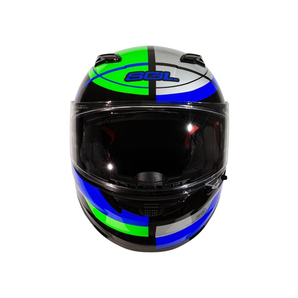 SOL SF-6 超視界 黑/綠銀 全罩式安全帽 內墨片