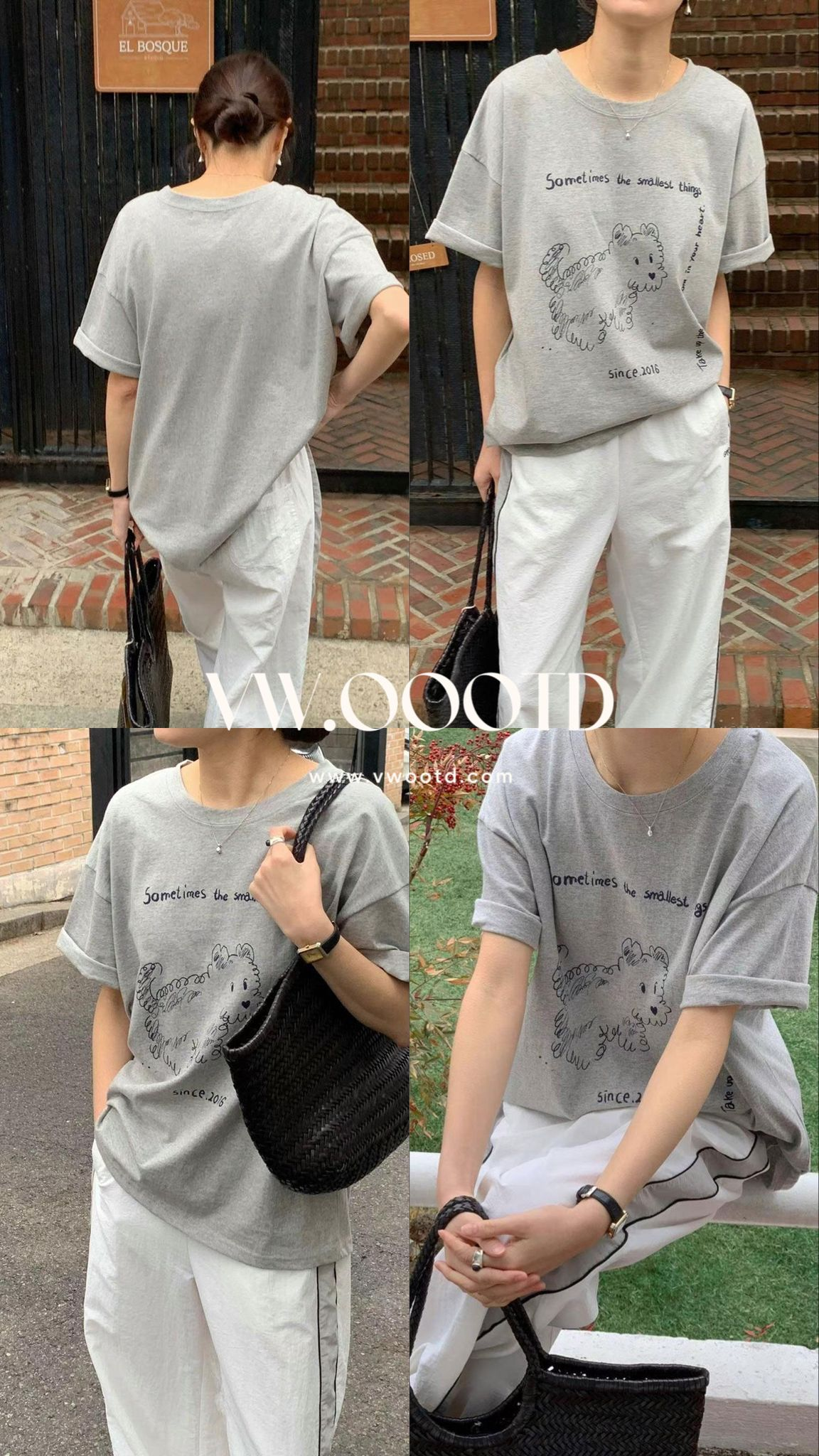 手繪攣毛小狗Tee(灰色)