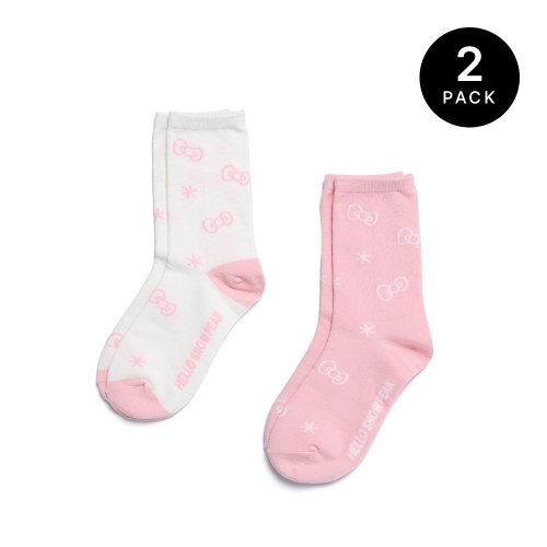 【代購】Snow Peak X Hello Kitty 蝴蝶結 圖案 粉紅白 襪子 兩入 S25SWFSO89PK