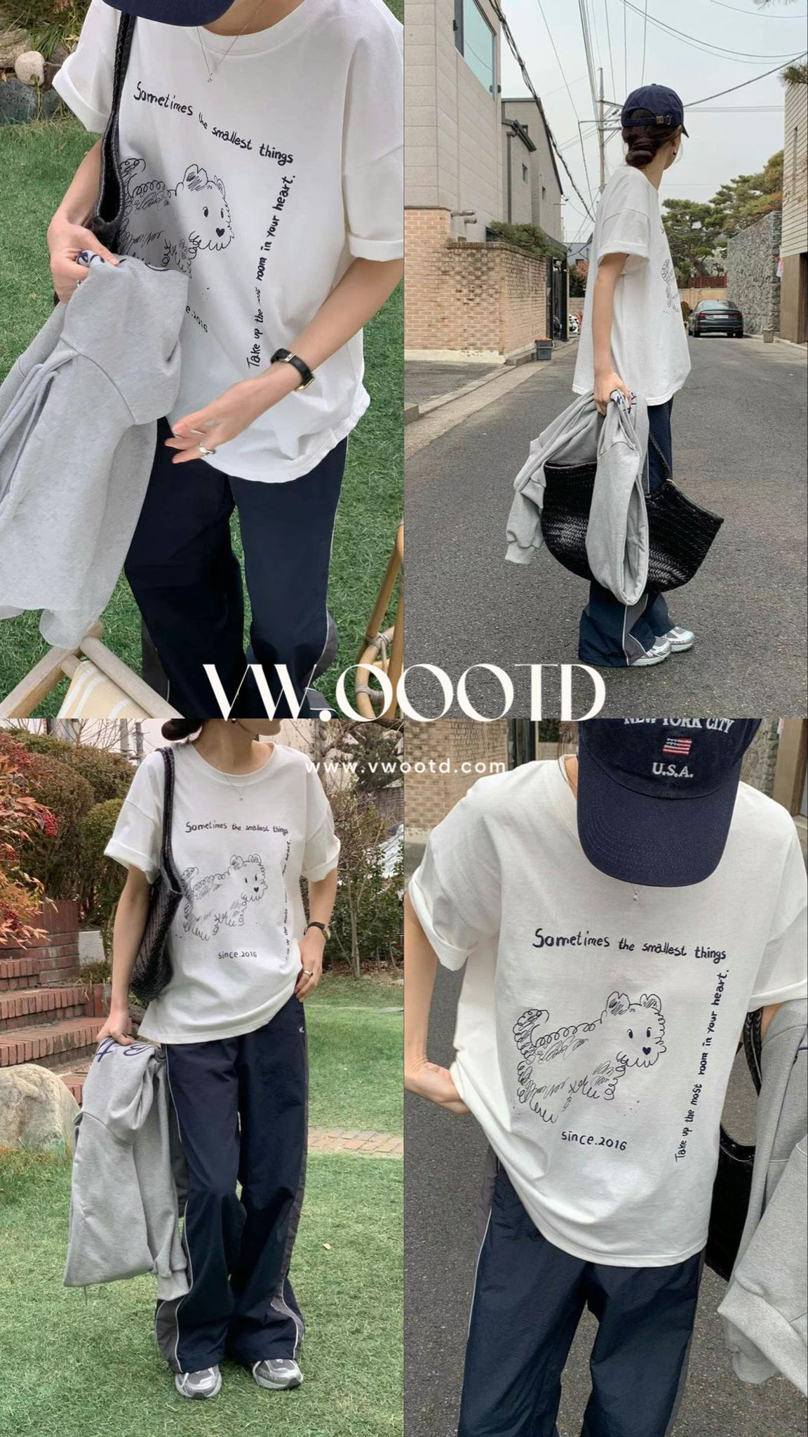 手繪攣毛小狗Tee (白色)