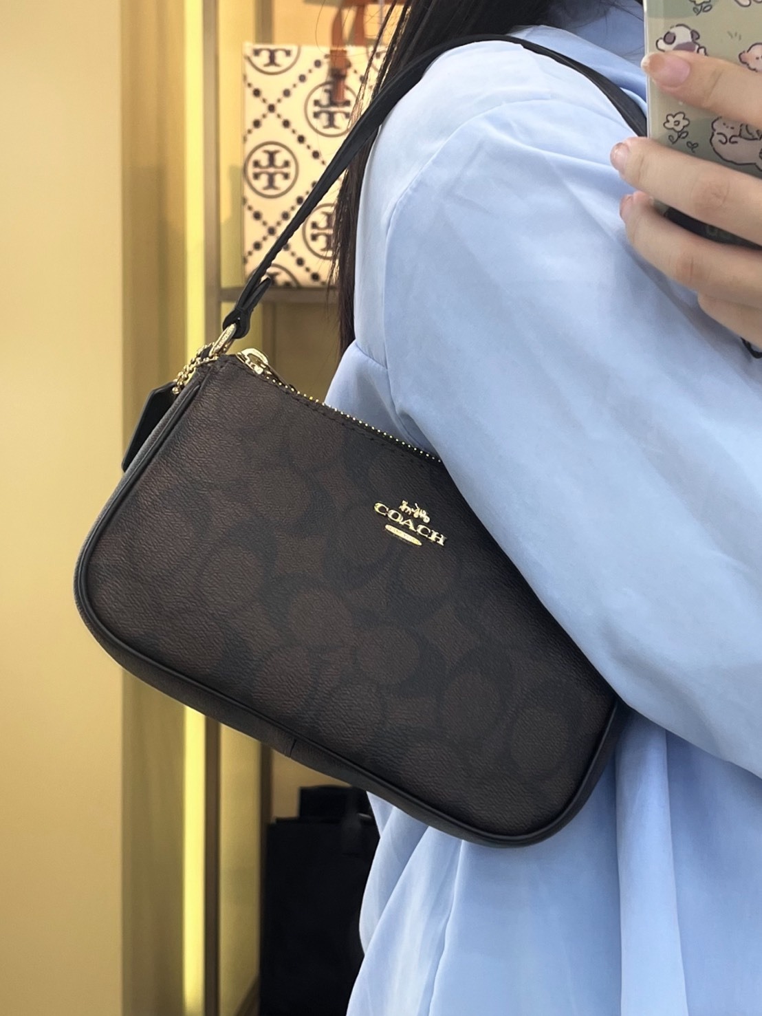 COACH NOLITA 復古經典老花印花 麻將包 胡桃木色