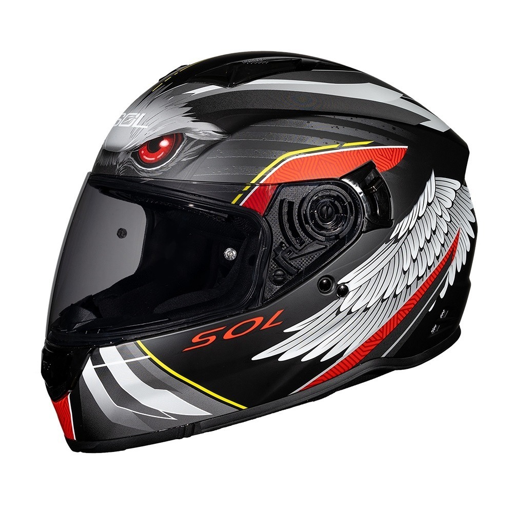 SOL SF-7 老鷹 消光黑/紅 彩繪 全罩式安全帽 內墨片