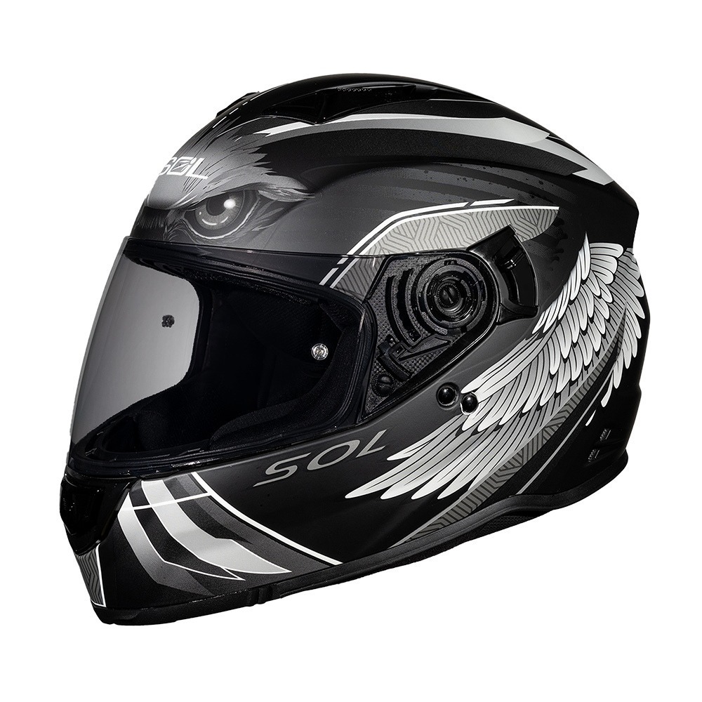SOL SF-7 老鷹 消光黑/銀 彩繪 全罩式安全帽 內墨片