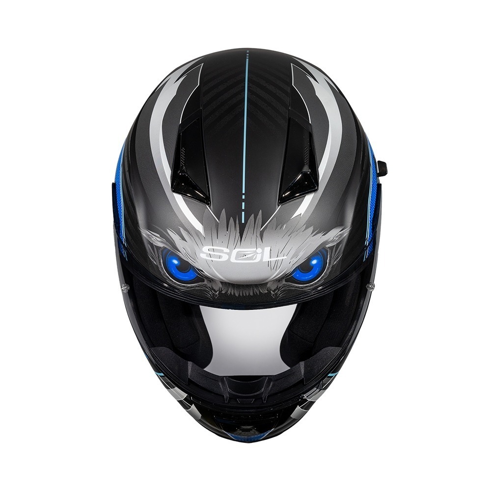 SOL SF-7 老鷹 消光黑/藍 彩繪 全罩式安全帽 內墨片