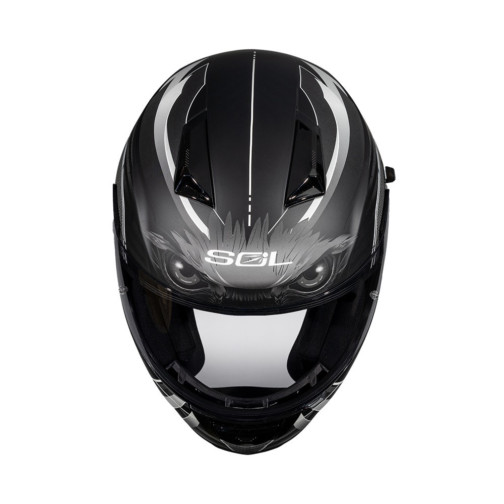 SOL SF-7 老鷹 消光黑/銀 彩繪 全罩式安全帽 內墨片