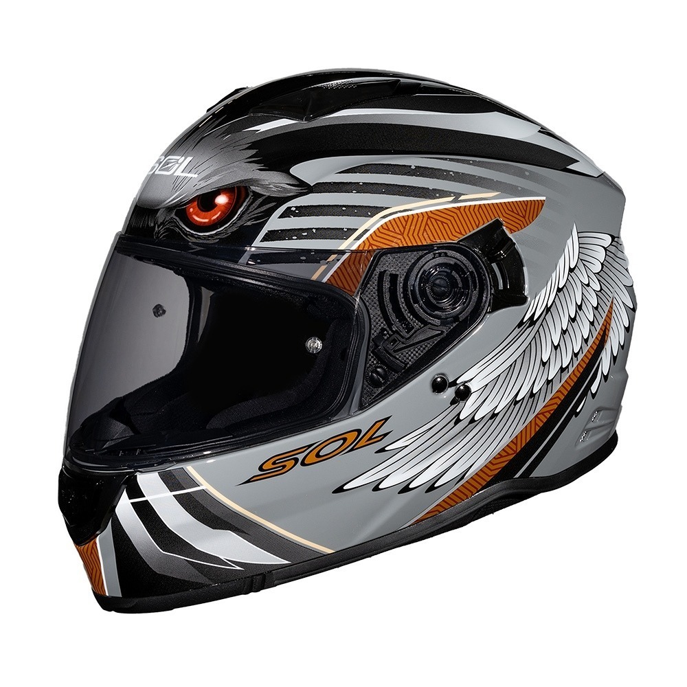 SOL SF-7 老鷹 灰/棕 彩繪 全罩式安全帽 內墨片