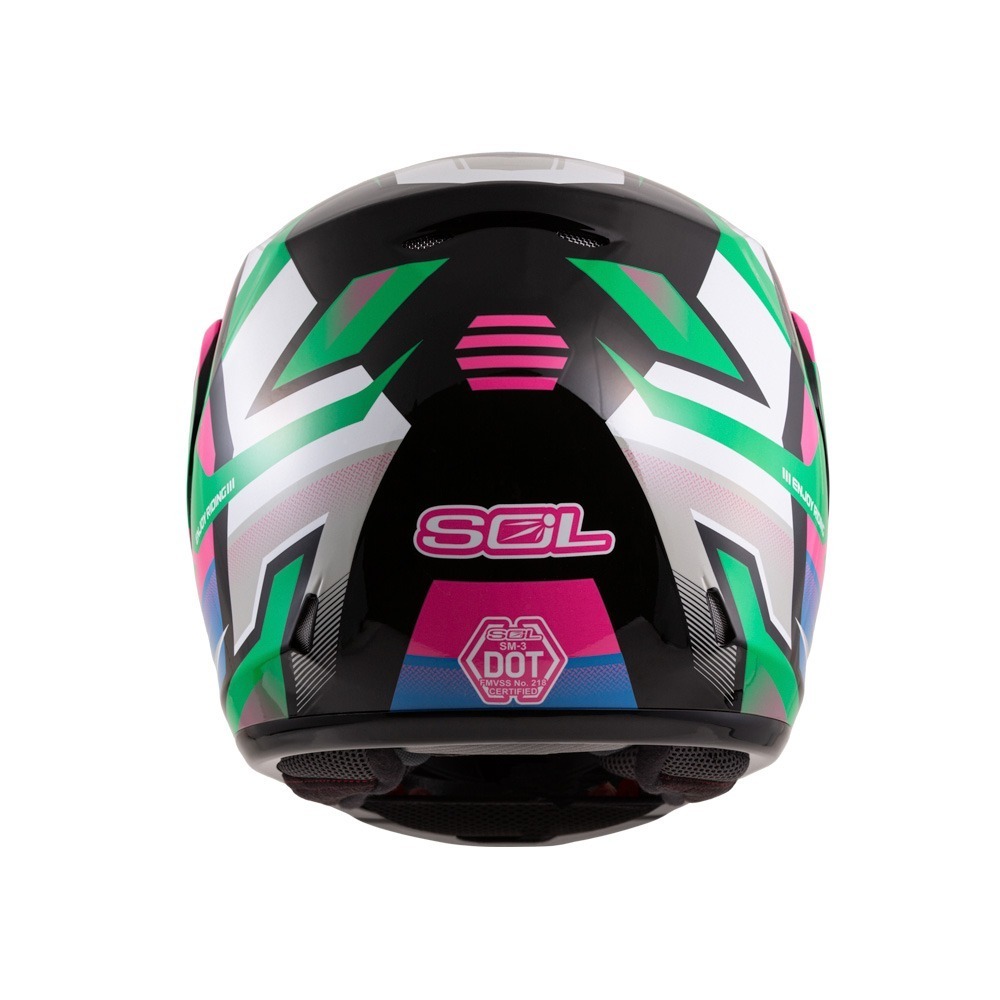 SOL SM-3 原子動力 黑/粉綠 彩繪 可掀式安全帽 可樂帽