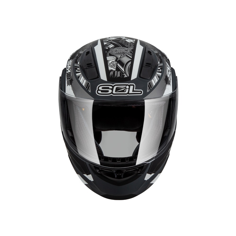 SOL SM-3 惡天使 消光灰/銀 彩繪 可掀式安全帽 可樂帽