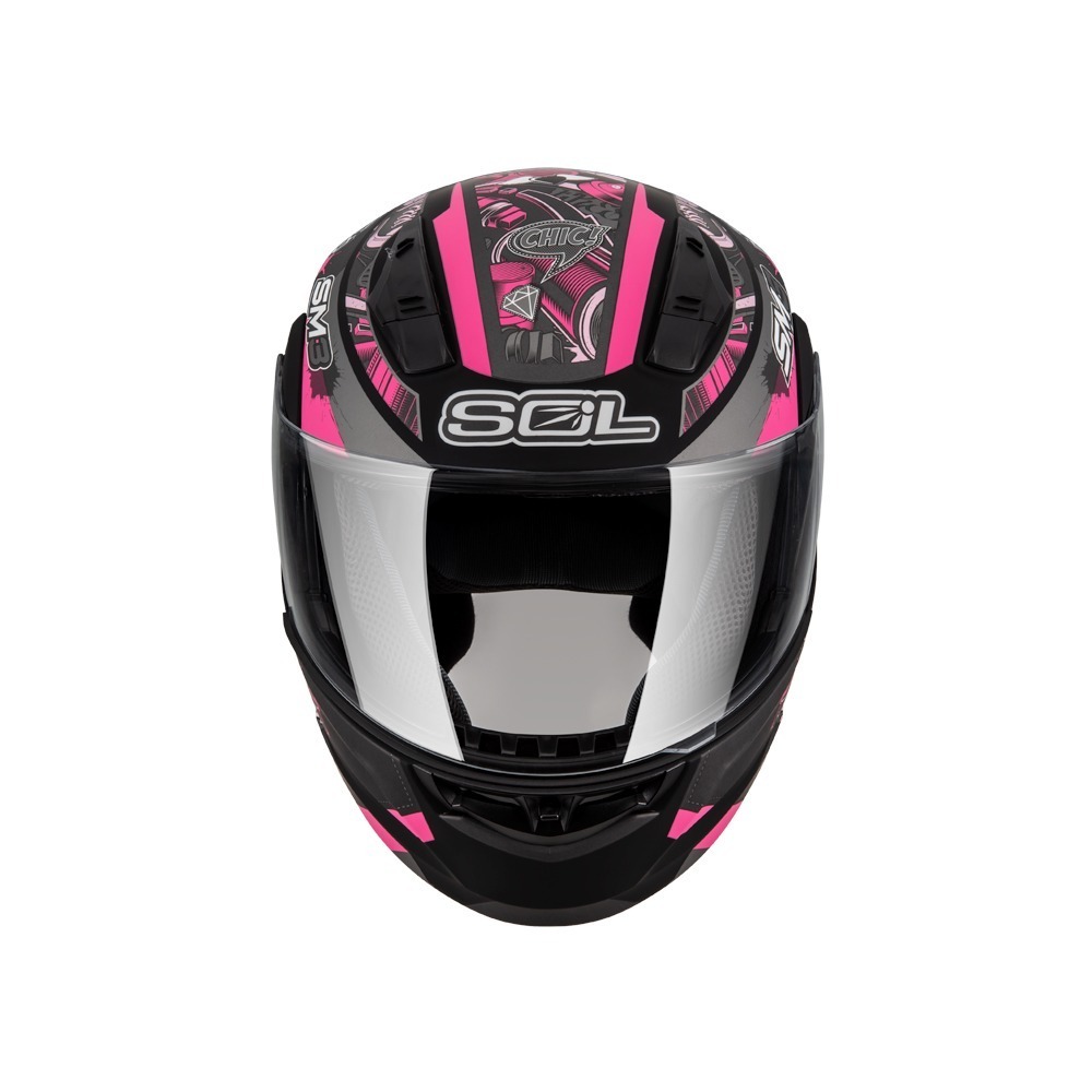 SOL SM-3 惡天使 消光黑/粉 彩繪 可掀式安全帽 可樂帽