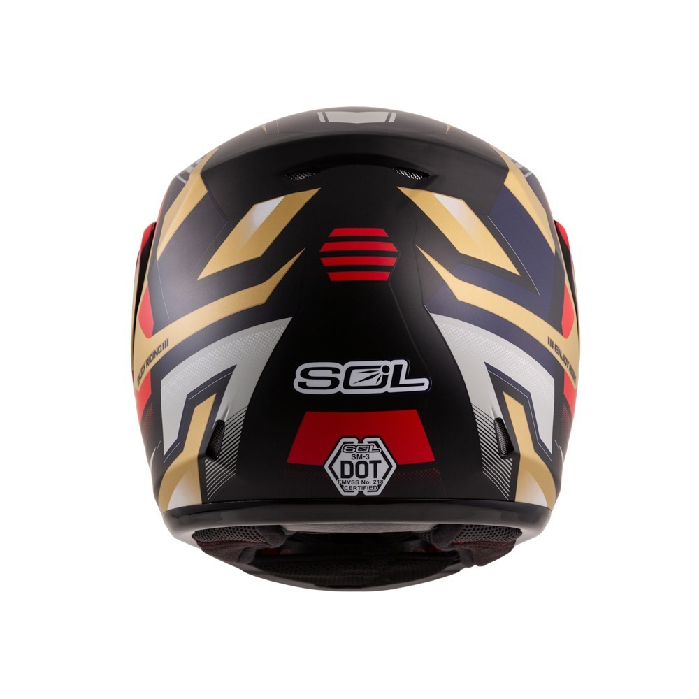 SOL SM-3 原子動力 消光黑/紅金 彩繪 可掀式安全帽 可樂帽