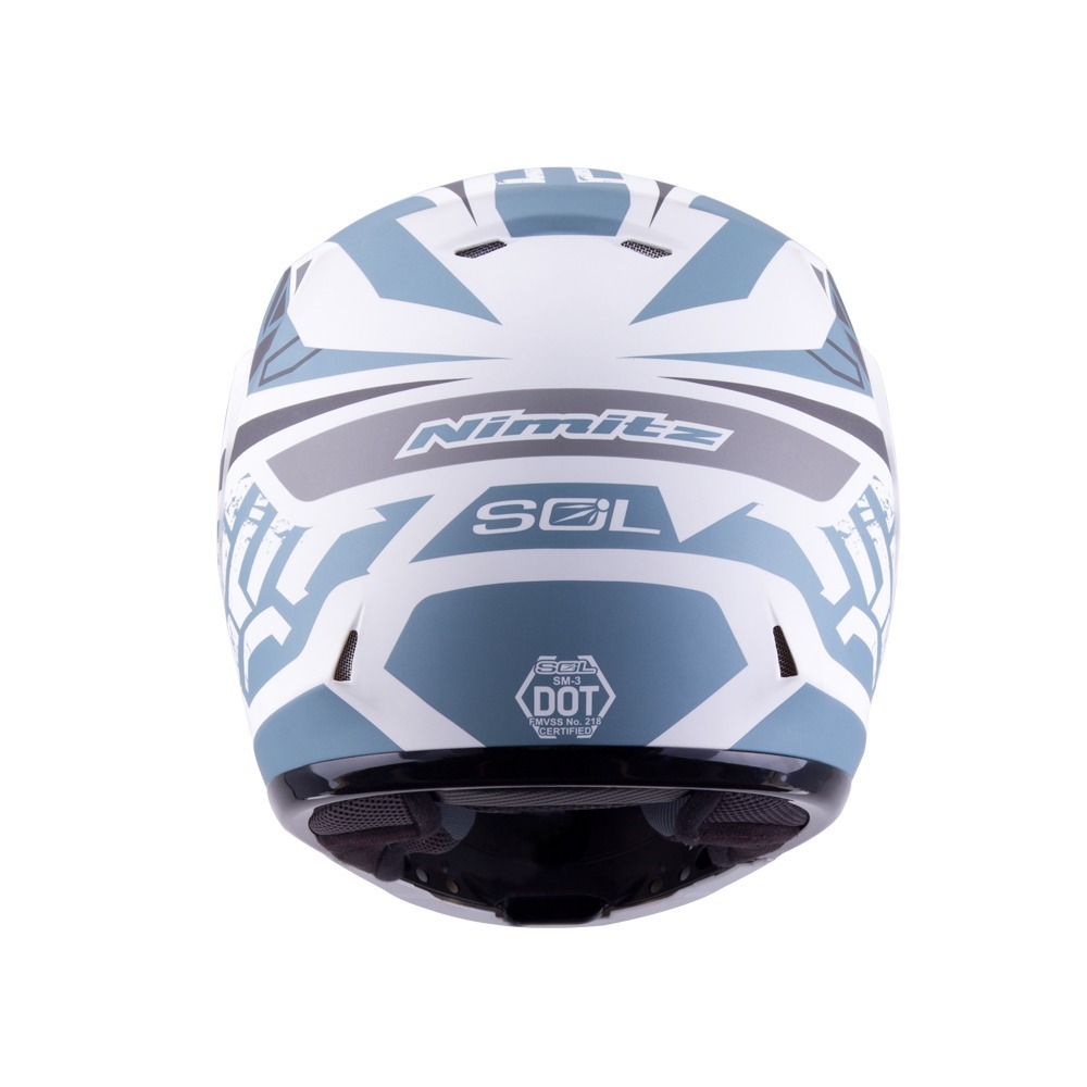 SOL SM-3 戰將 消光白/灰藍銀 彩繪 可掀式安全帽 可樂帽